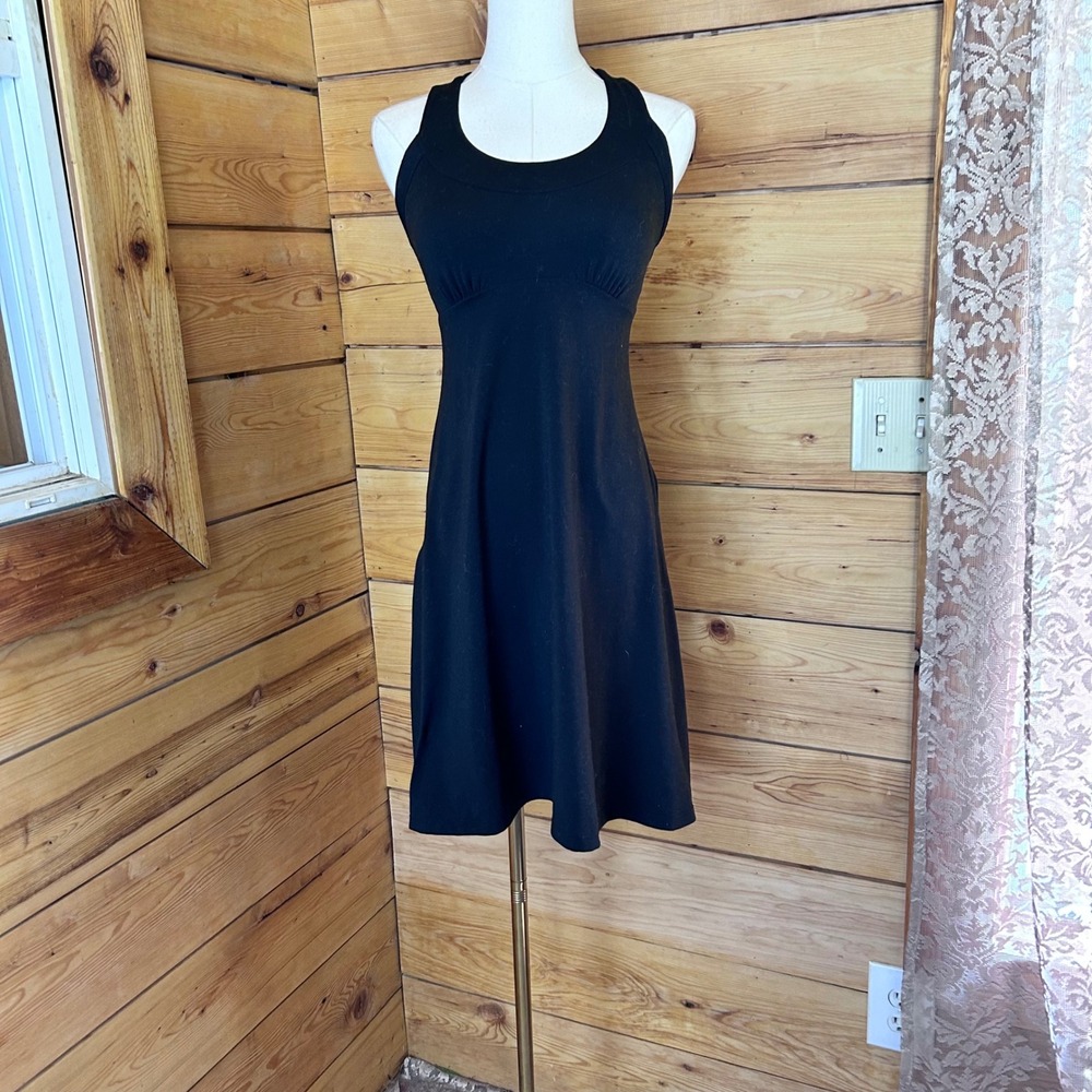prAna Cali Dress Women XS Black Athletic Sun Dress Racerback Empire Waist Yoga